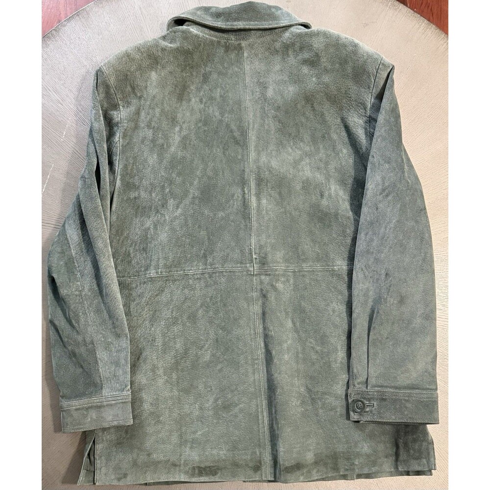 Vintage 90s Cherokee Sage Green Suede Leather Jacket Coat Men's Large Olive - Picture 5 of 5